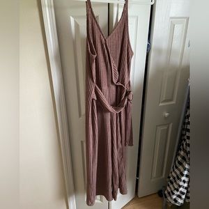 Blu-Pepper Ribbed Brown Comfort Jumpsuit - Size L